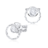Curly Circle Silver Ear Stud STS-3704